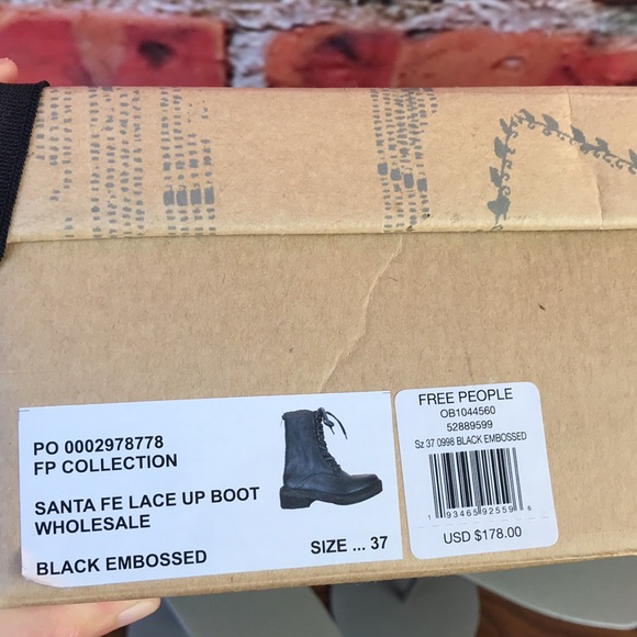 Free People Leather Santa Fe Lace-Up Boot in Black Embossed - Picture 14 of 17